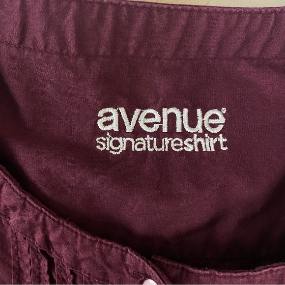Avenue Signature Shirt Burgundy Buttondown Size 18/20 - Picture 3 of 4